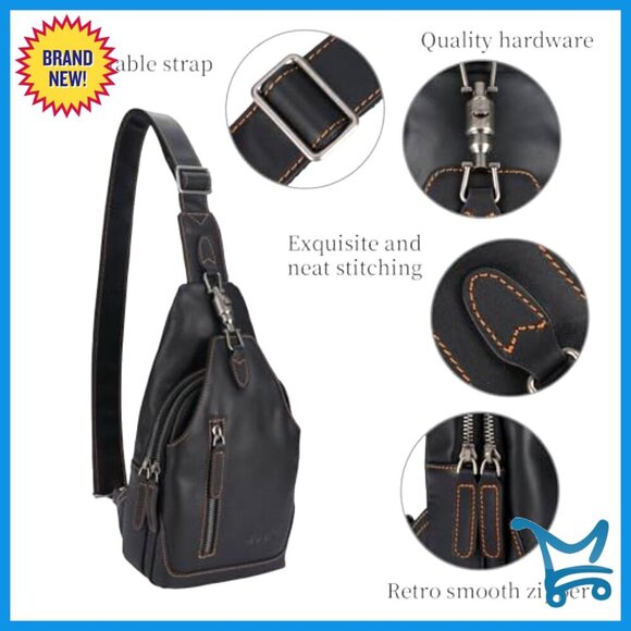 Genuine Leather Sling Backpack Crossbody Bag Adjustable Strap Travel main image 4